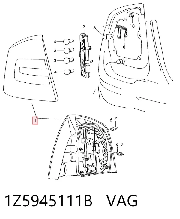 Lampa zespolona tylna lewa 1Z5945111B VAG