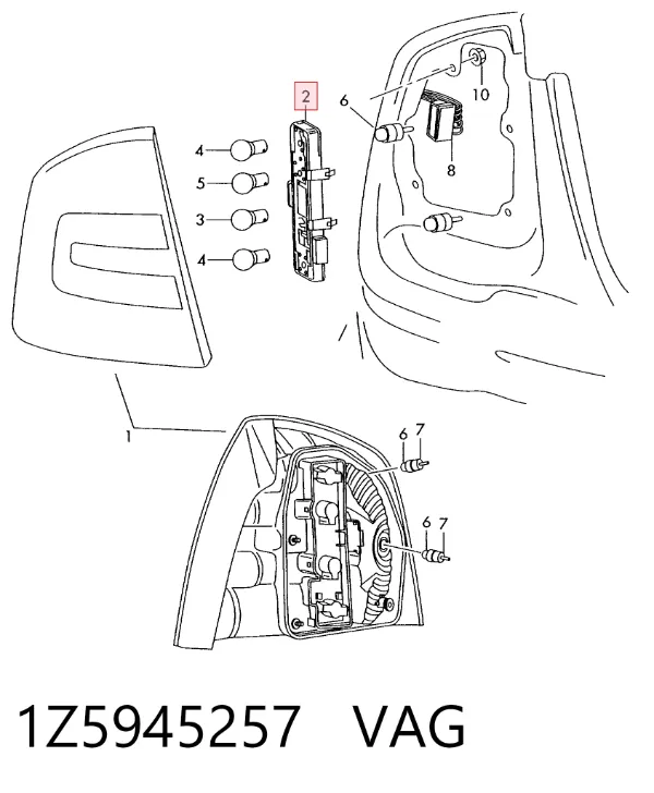 Płyta lampy zespolonej tylnej kontaktowa 1Z5945257 VAG