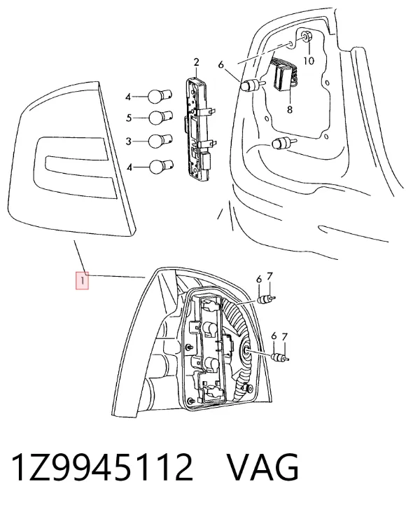 Lampa zespolona tylna prawa 1Z9945112 VAG