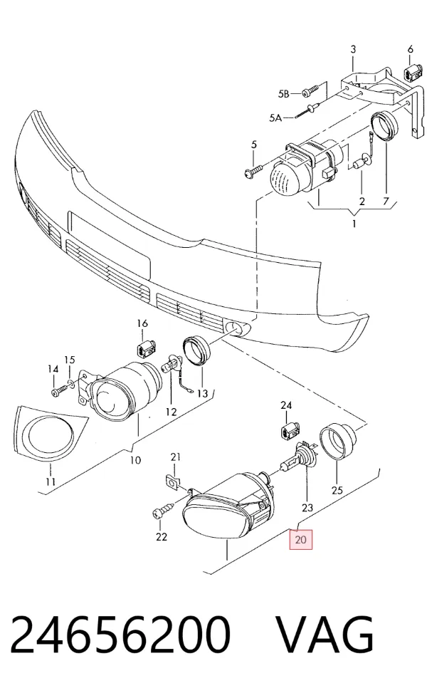 Lampa przeciwmgielna prawa 24656200 VAG