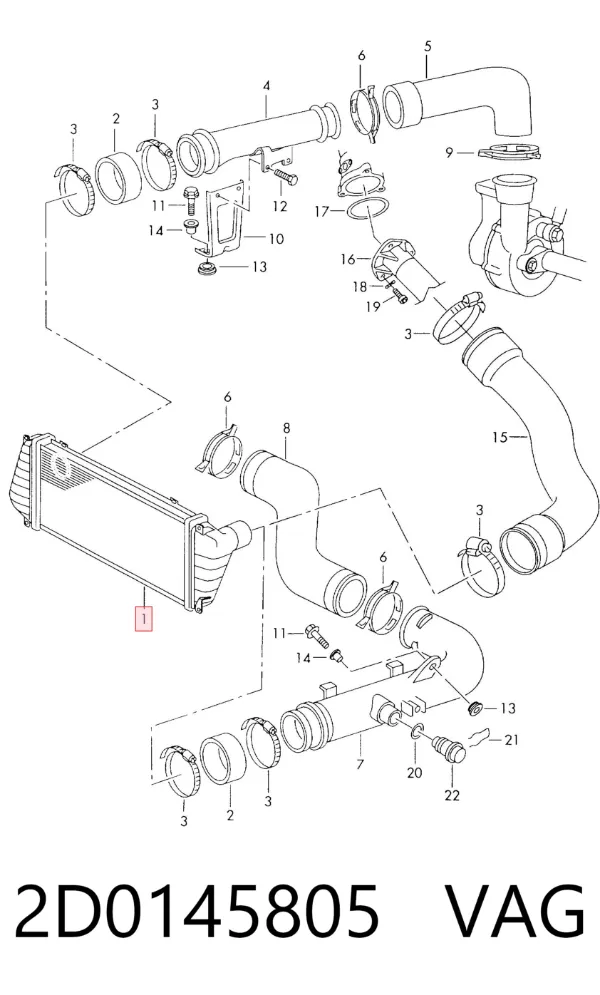 Chłodnica intercoolera 2D0145805 VAG
