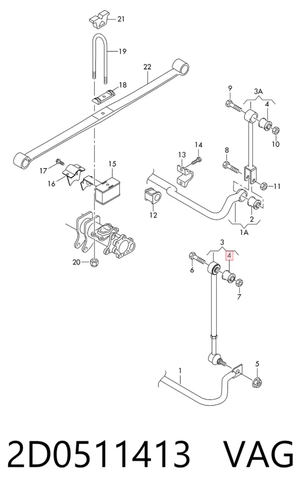Tuleja łącznika stabilizatora tylnego 2D0511413 VAG
