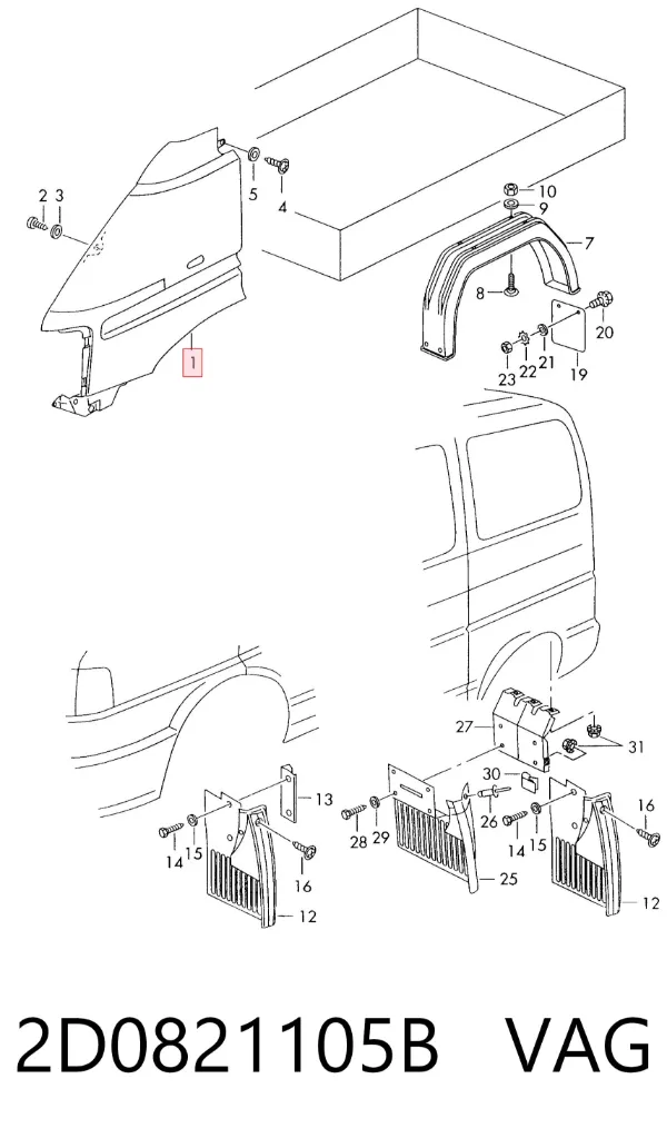 Błotnik przedni lewy 2D0821105B VAG