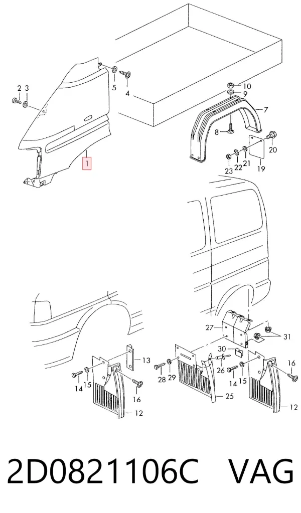 Błotnik przedni prawy 2D0821106C VAG