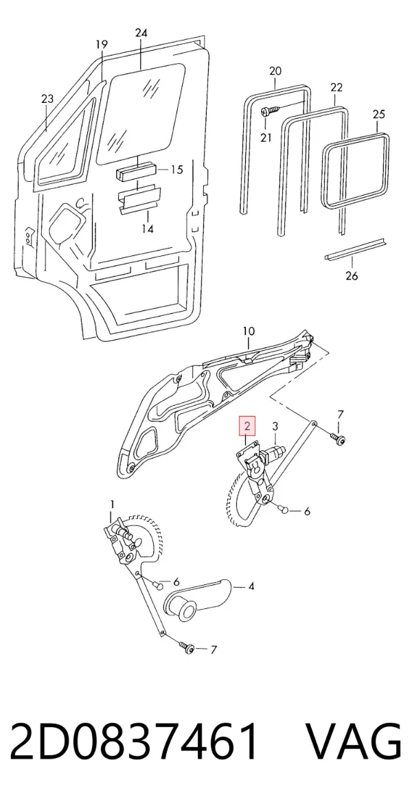 Mechanizm podnoszenia szyby drzwi przednich lewych Volkswagen LT 28-46 II
