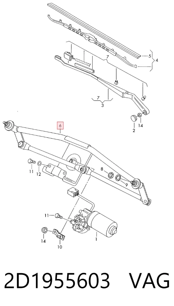 Mechanizm wycieraczek 2D1955603 VAG