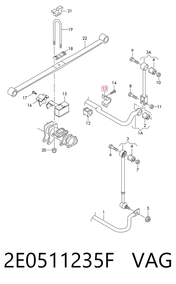 Uchwyt mocowania tulei stabilizatora tylnego 2E0511235F VAG