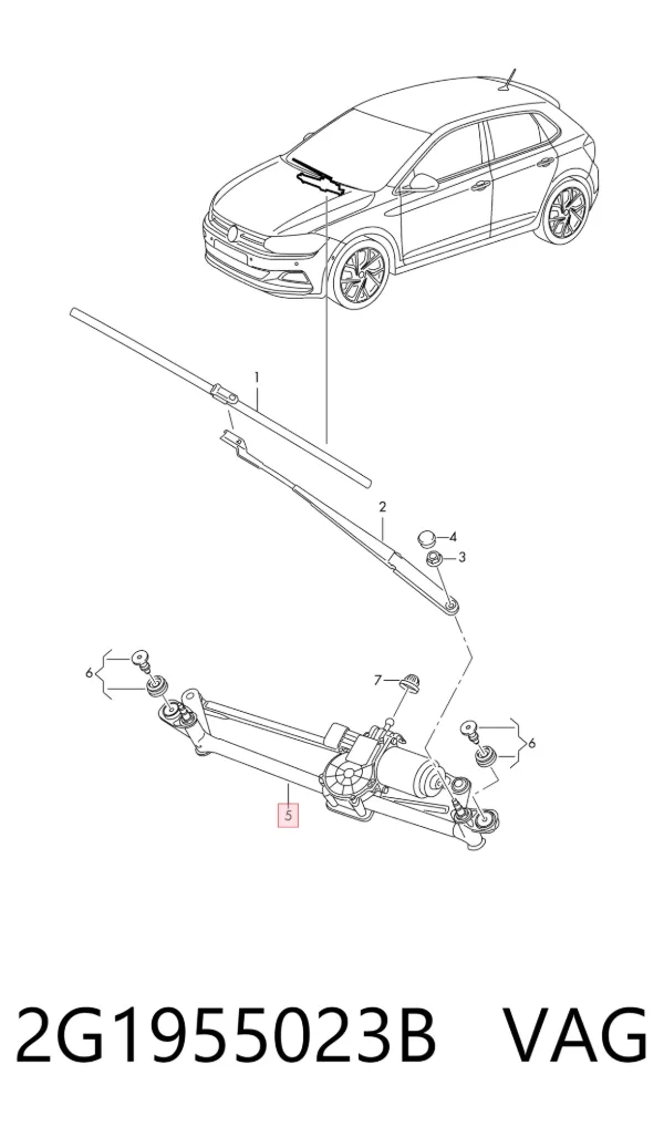 Mechanizm wycieraczek 2G1955023B VAG