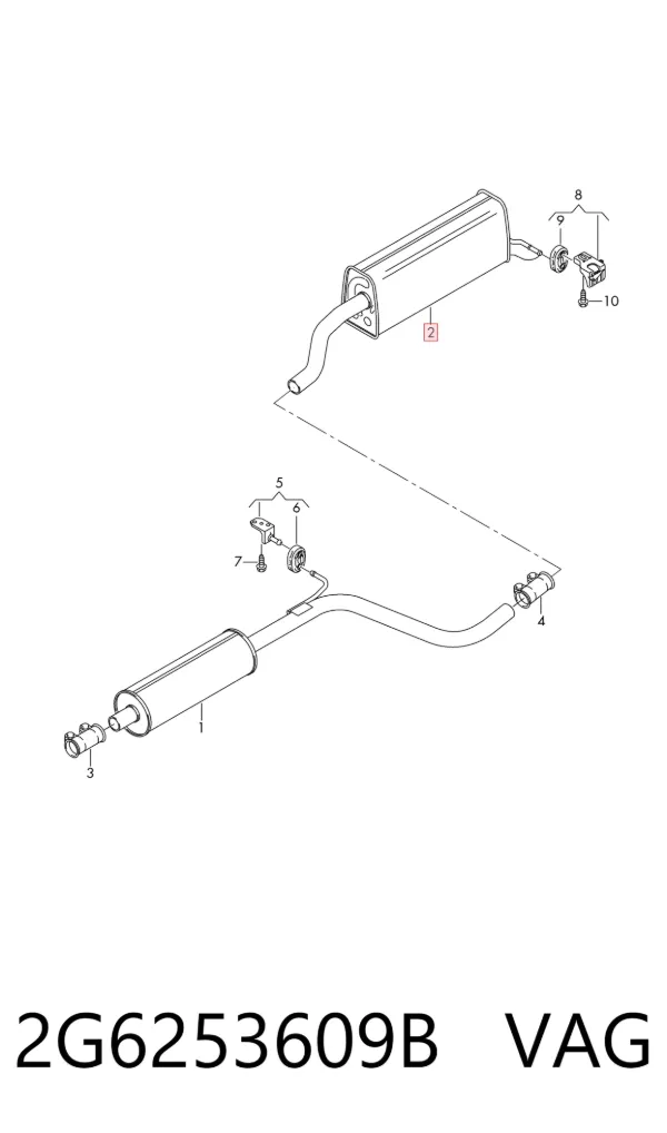 Tłumik, tylna część 2G6253609B VAG
