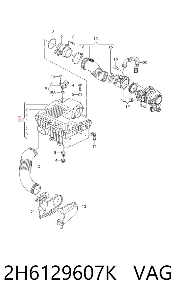 Obudowa filtra powietrza Volkswagen AMAROK 2HA, 2HB, S1B, S6B, S7A, S7B