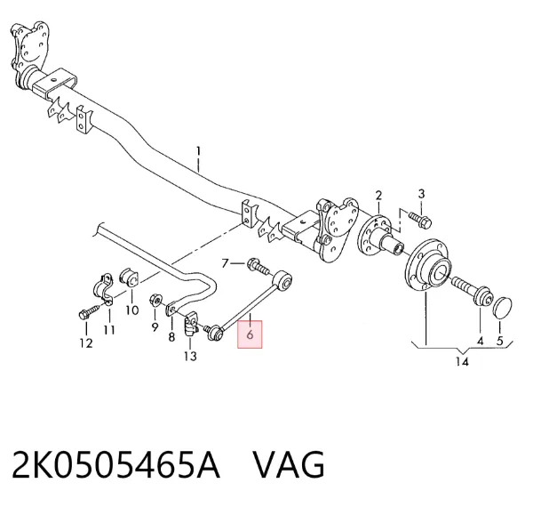 Łącznik stabilizatora tylnego 2K0505465A VAG