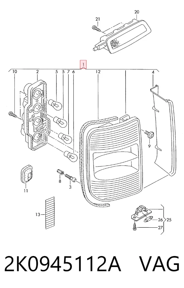 Lampa zespolona tylna prawa 2K0945112A VAG