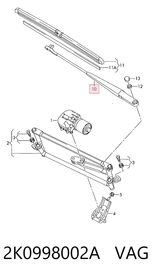 Pióro wycieraczki szyby przedniej, zestaw (2 szt.) 2K0998002A VAG