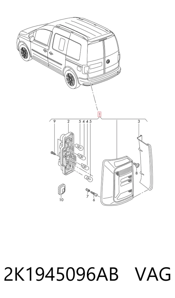Lampa zespolona tylna prawa 2K1945096AB VAG