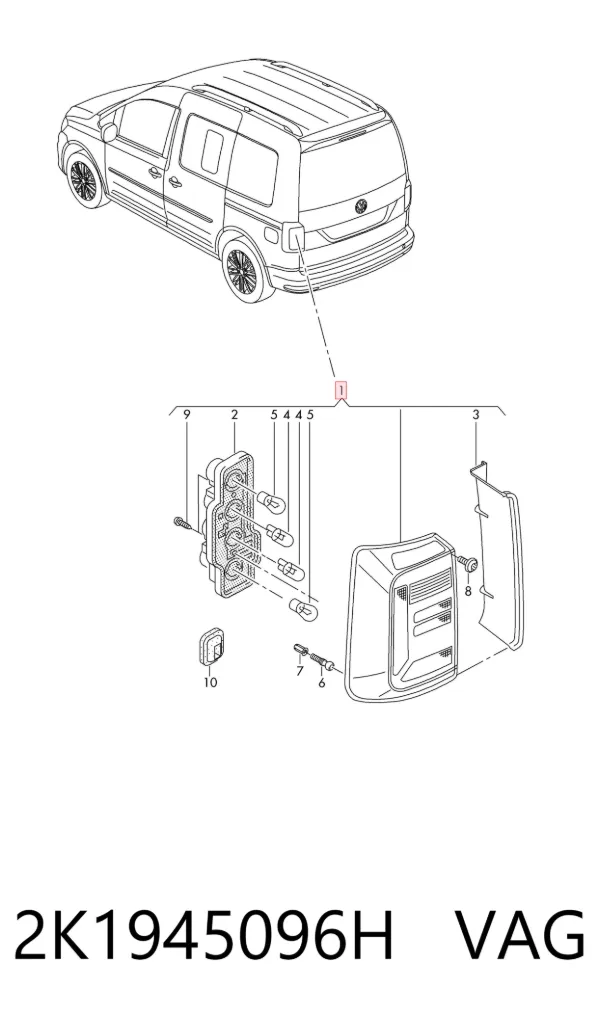 Lampa zespolona tylna prawa 2K1945096H VAG