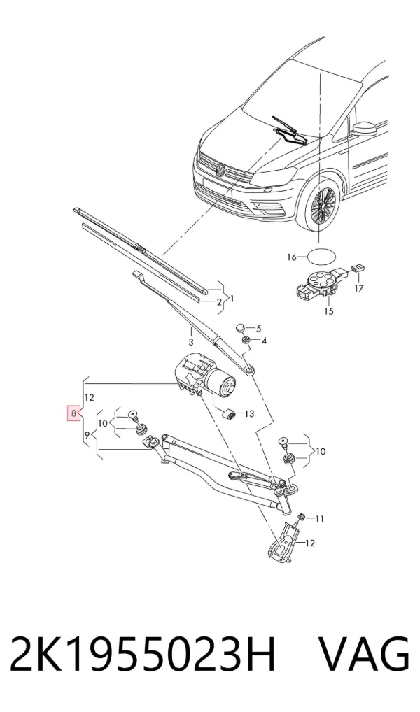 Mechanizm wycieraczek 2K1955023H VAG