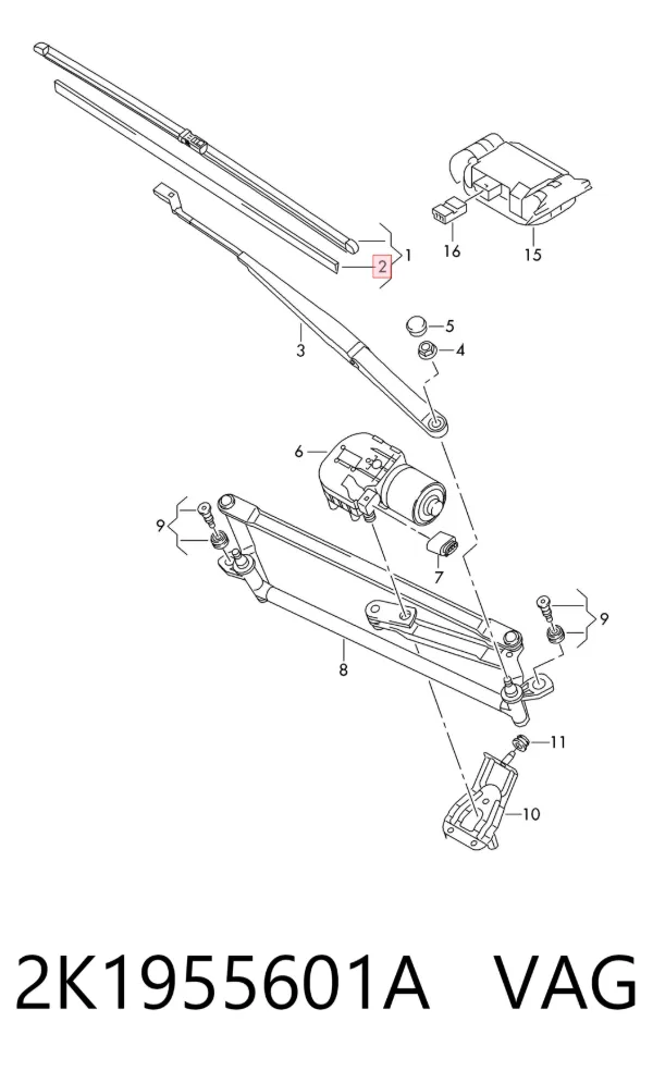 Mechanizm wycieraczek 2K1955601A VAG