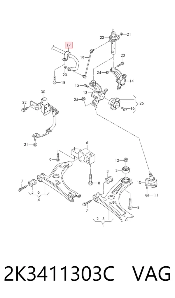 Stabilizator przedni 2K3411303C VAG