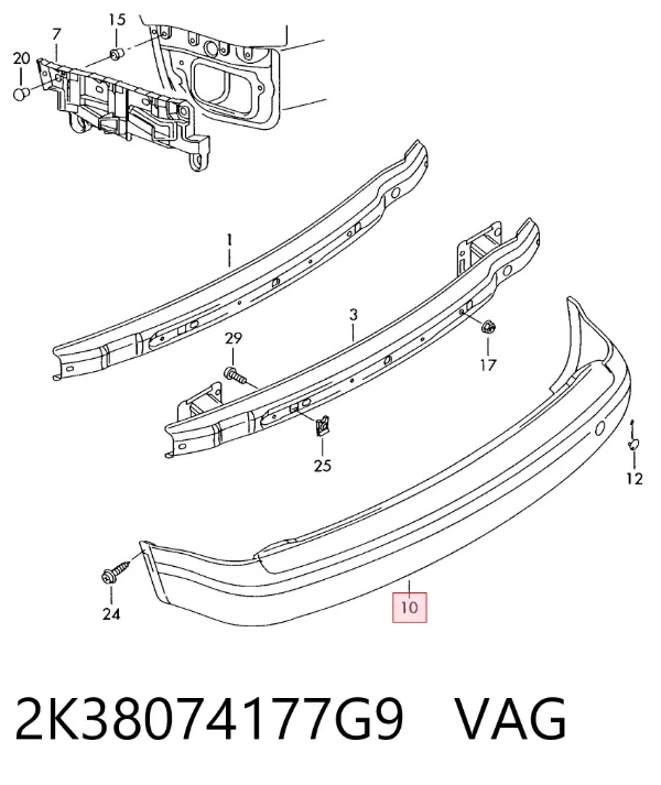 Zderzak tylny 2K38074177G9 VAG
