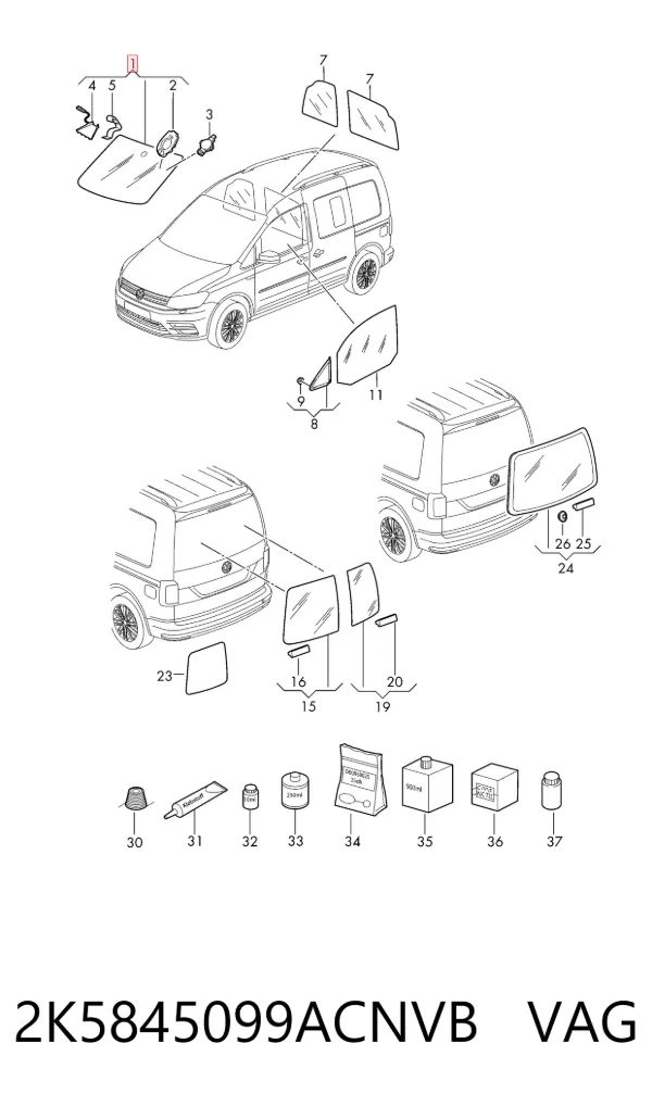 Szyba przednia Volkswagen Caddy III