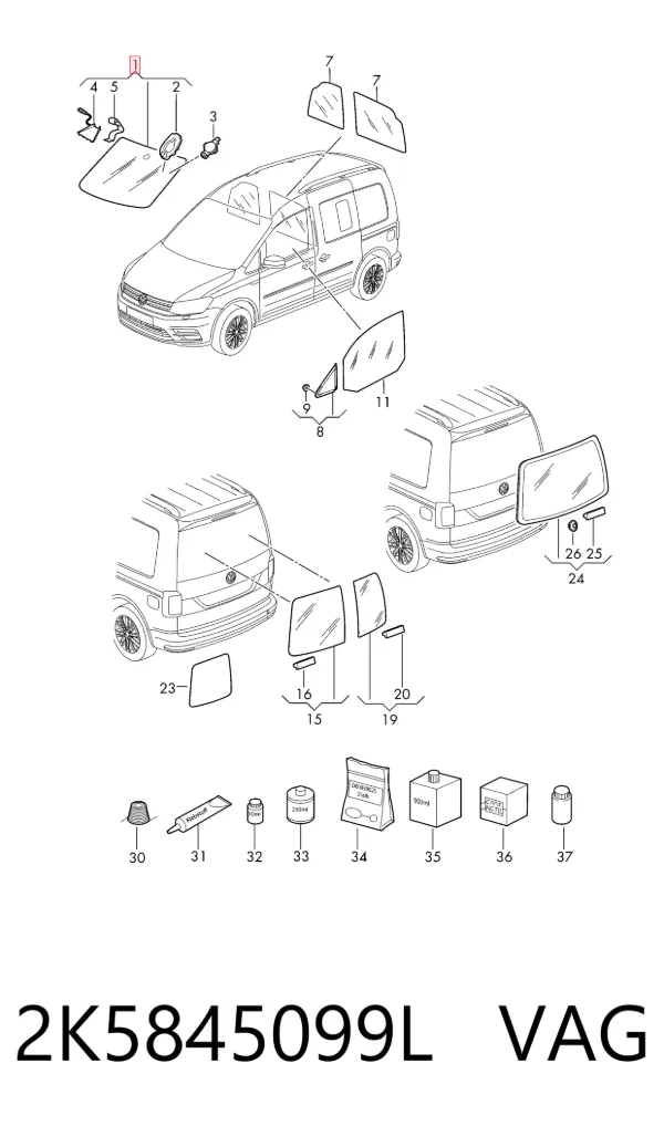 Szyba przednia Volkswagen Caddy IV