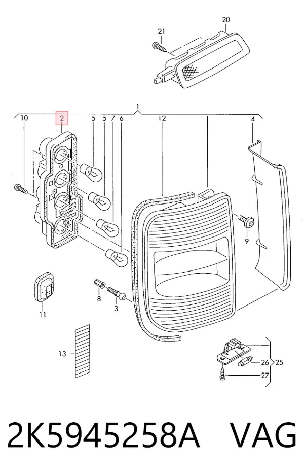 Panel mocowania lamp zespolonych 2K5945258A VAG