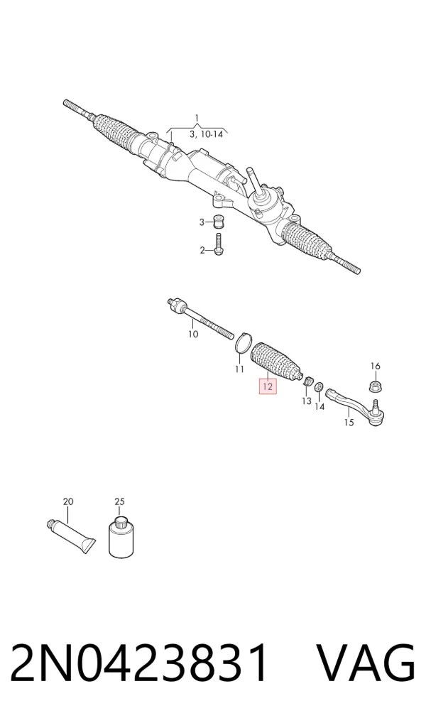 Osłona mechanizmu kierowniczego (maglownicy) 2N0423831 VAG