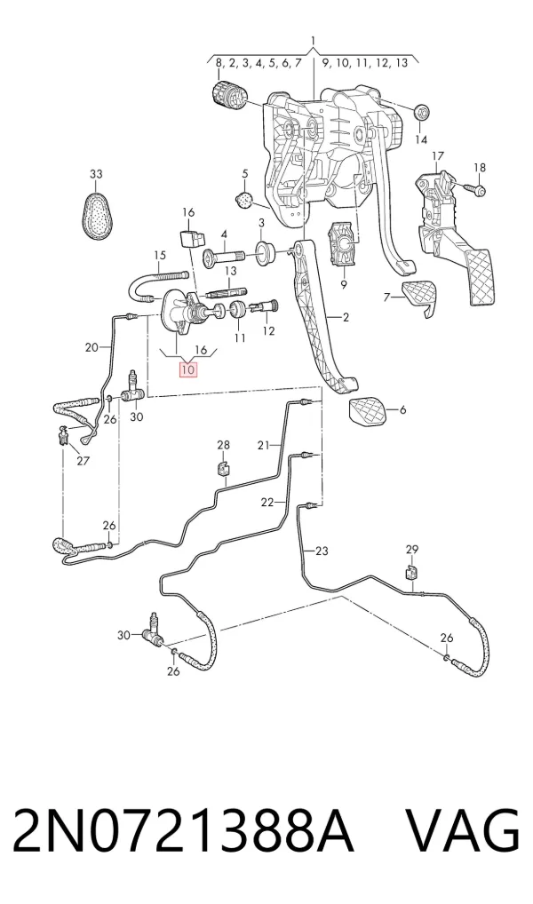 Cylinder sprzęgła główny 2N0721388A VAG