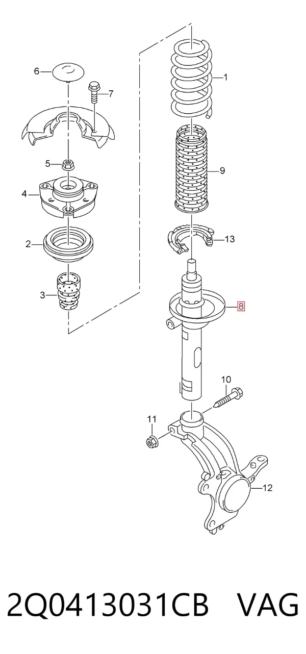 Amortyzator przedni 2Q0413031CB VAG