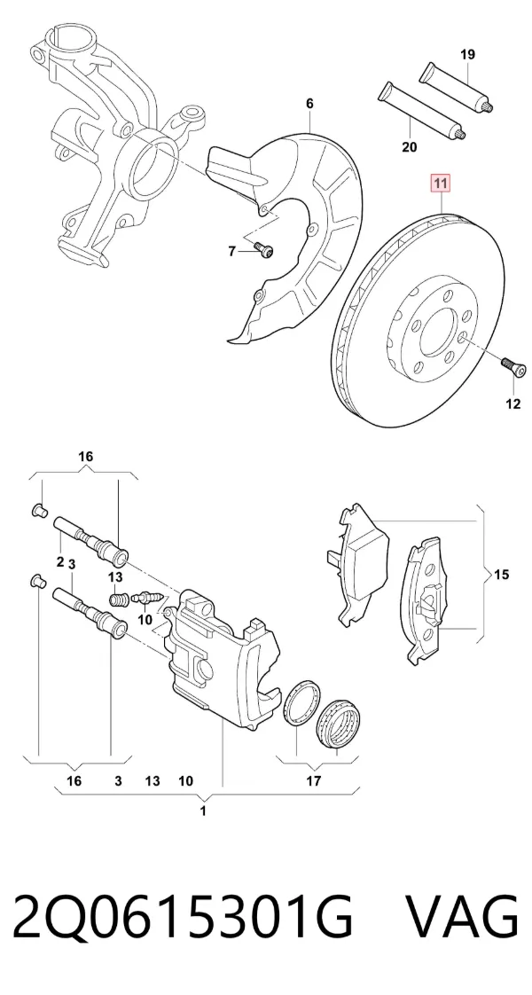 Tarcza hamulcowa przednia 2Q0615301G VAG