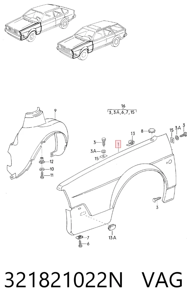 Błotnik przedni prawy Volkswagen Passat B2