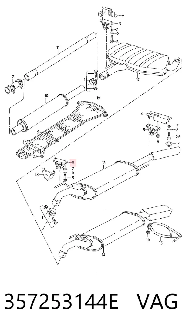 Poduszka mocowania tłumika 357253144E VAG