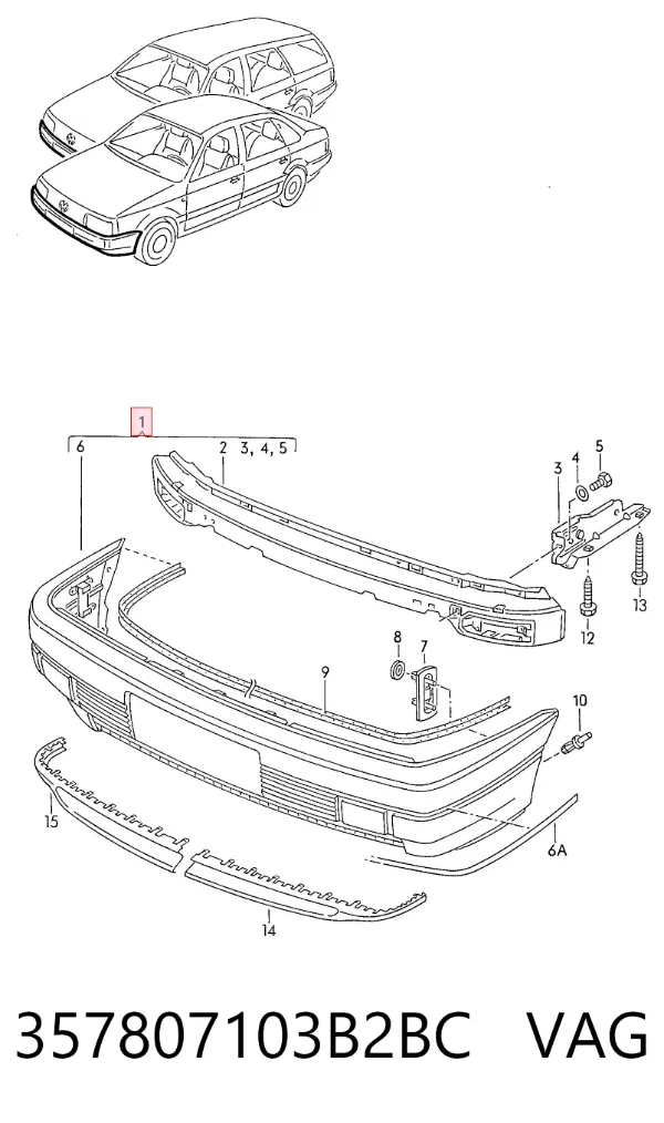 Zderzak przedni 357807103B2BC VAG