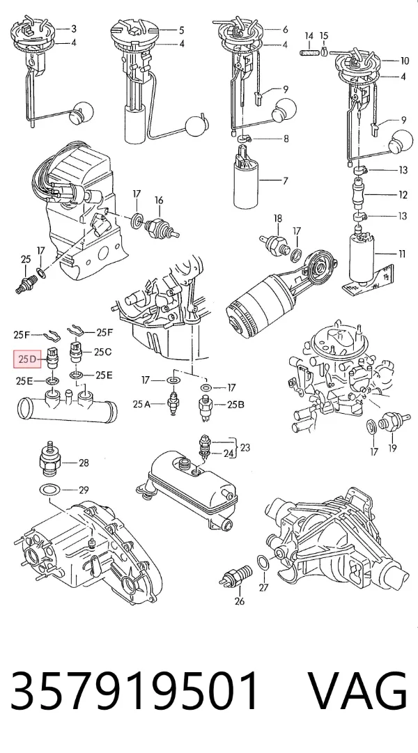 Czujnik temperatury płynu chłodzącego 357919501 VAG