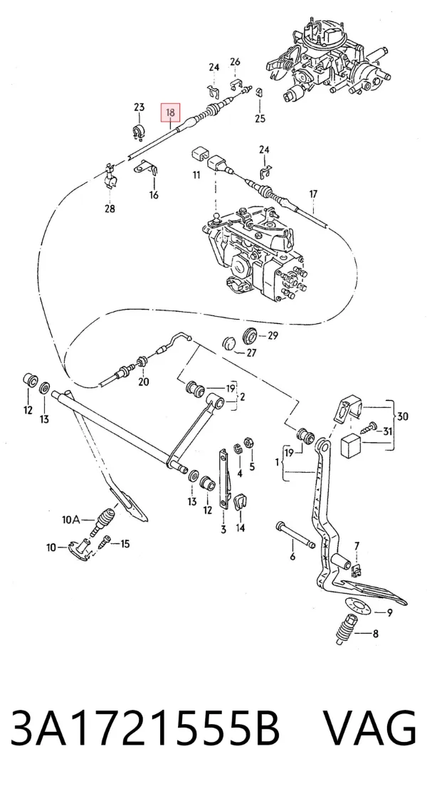 Linka gazu 3A1721555B VAG