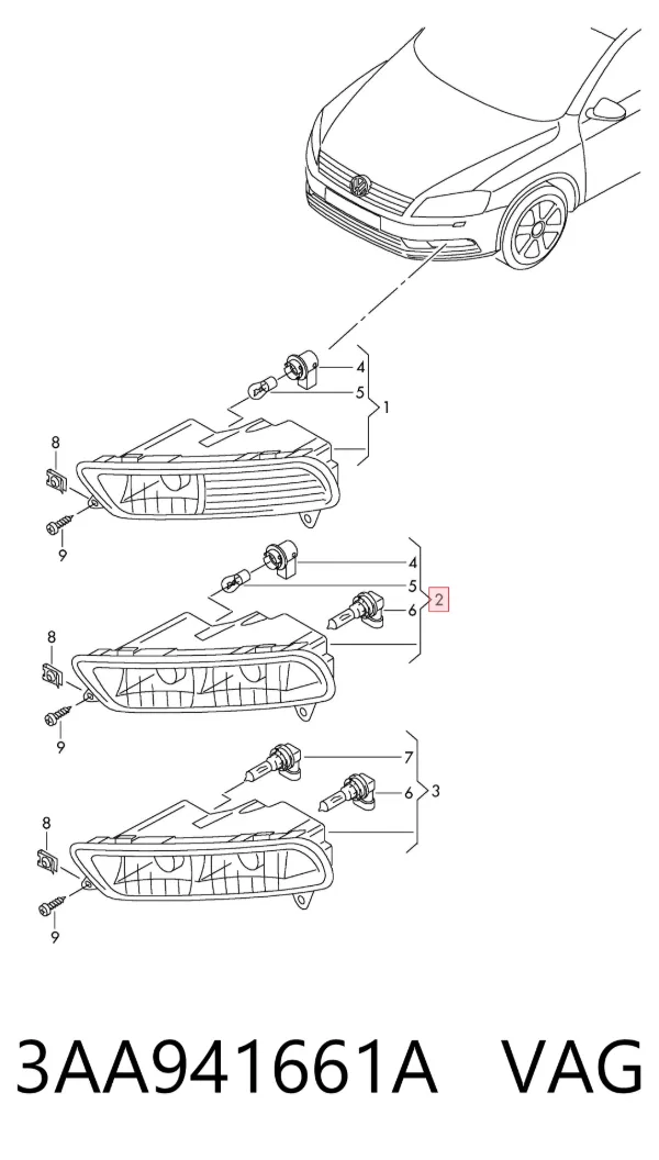 Lampa przeciwmgielna lewa 3AA941661A VAG