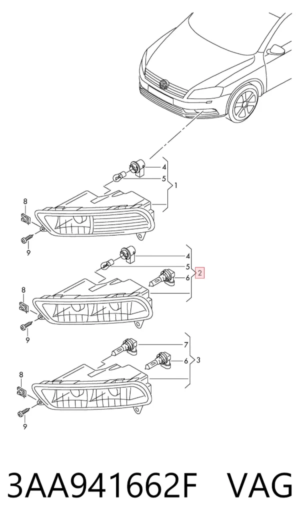 Lampa przeciwmgielna prawa 3AA941662F VAG