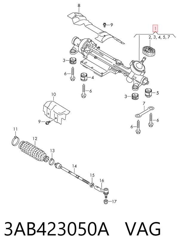 Listwa kierownicza (maglownica) 3AB423050A VAG