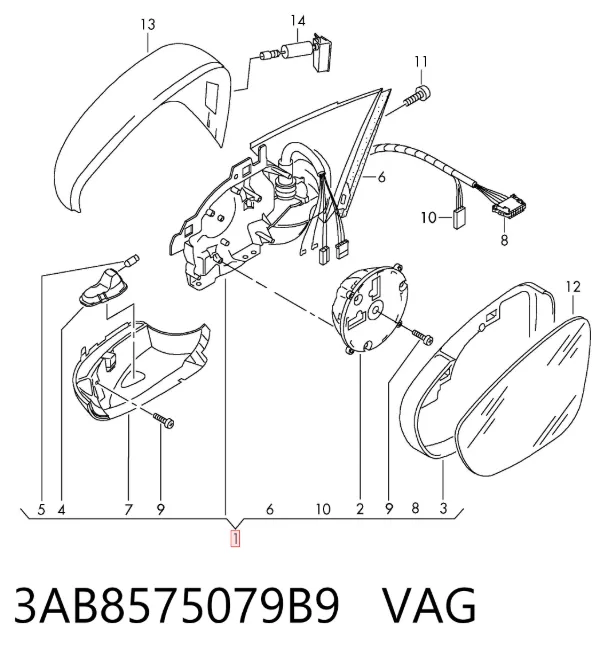 Lusterko wsteczne lewe 3AB8575079B9 VAG