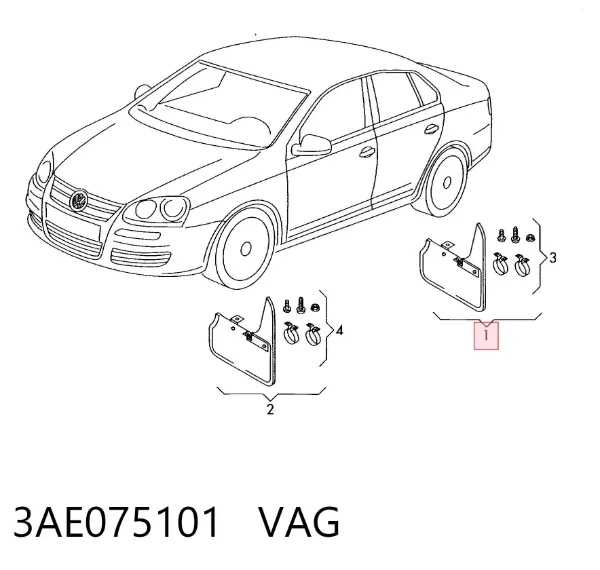 Chlapacze tylne, komplet 3AE075101 VAG