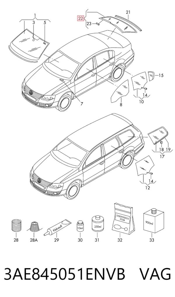 Szyba tylna 3AE845051ENVB VAG