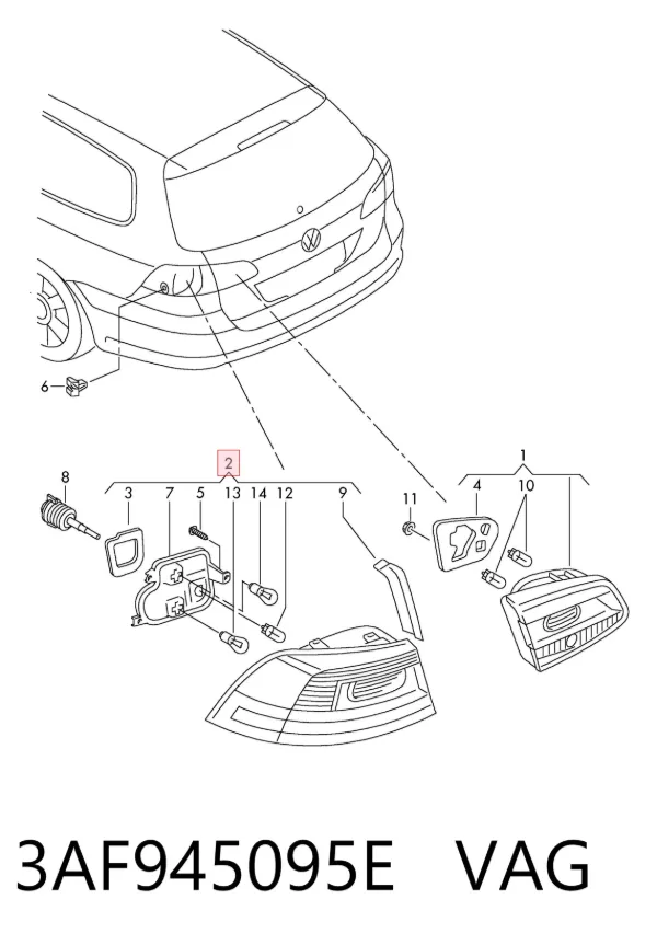 Lampa zespolona tylna lewa zewnętrzna 3AF945095E VAG