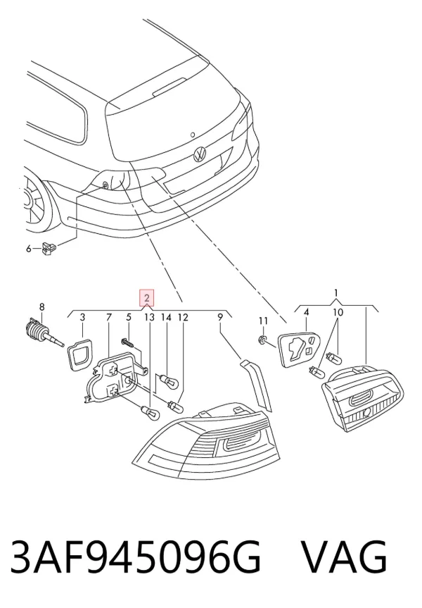 Lampa zespolona tylna prawa zewnętrzna 3AF945096G VAG