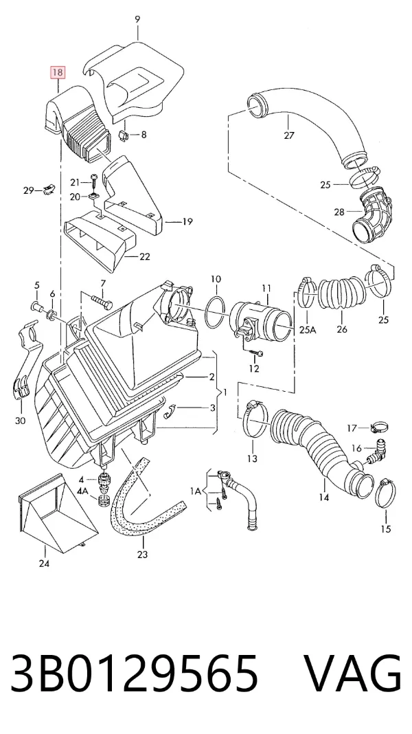 Wlot powietrza do filtra powietrza Skoda SuperB I