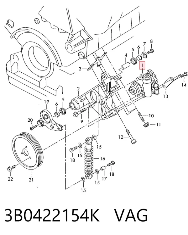 Pompa wspomagania hydraulicznego kierownicy 3B0422154K VAG