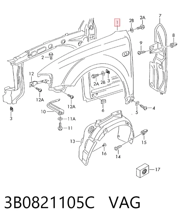 Błotnik przedni lewy 3B0821105C VAG