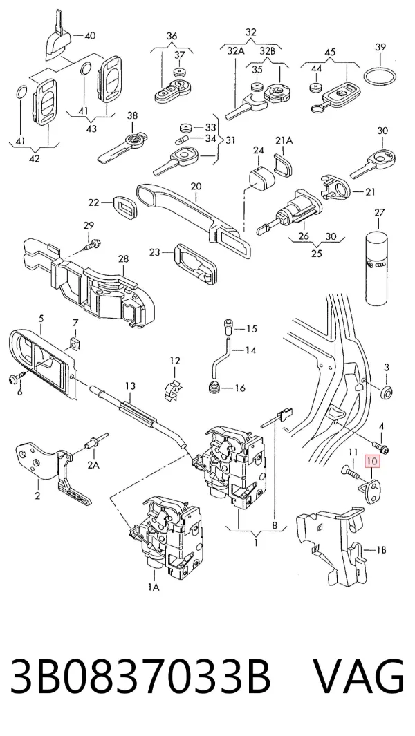 Zaczep zamka drzwi tylnych 3B0837033B VAG