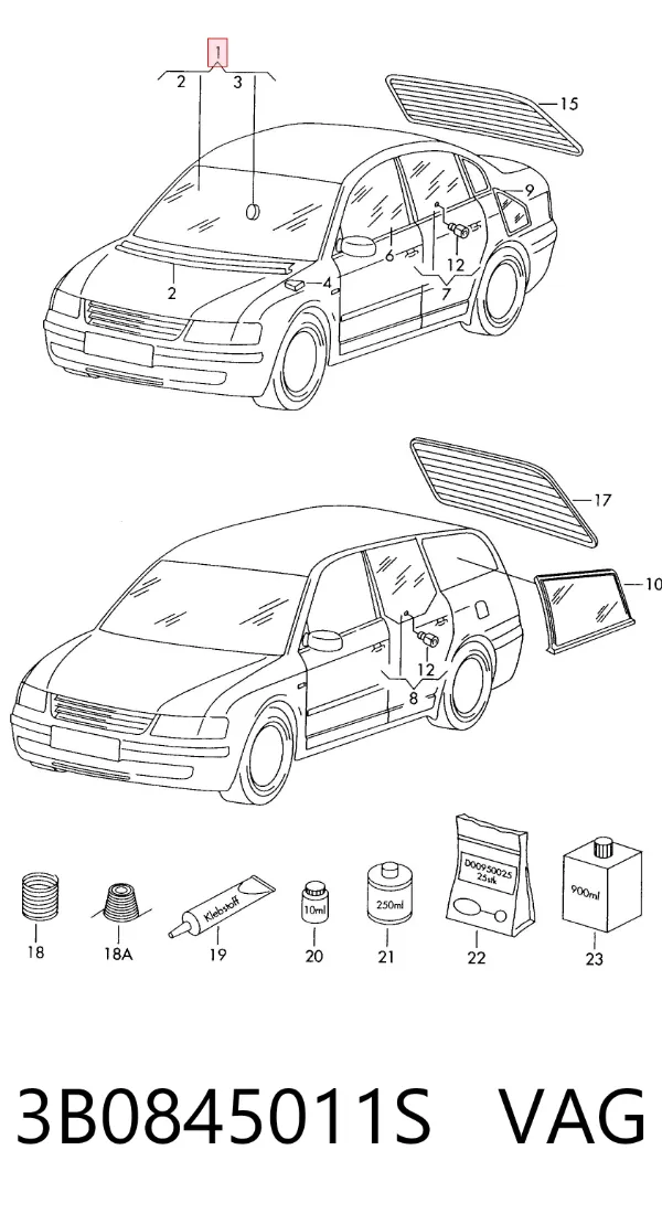 Szyba przednia Volkswagen Passat B5