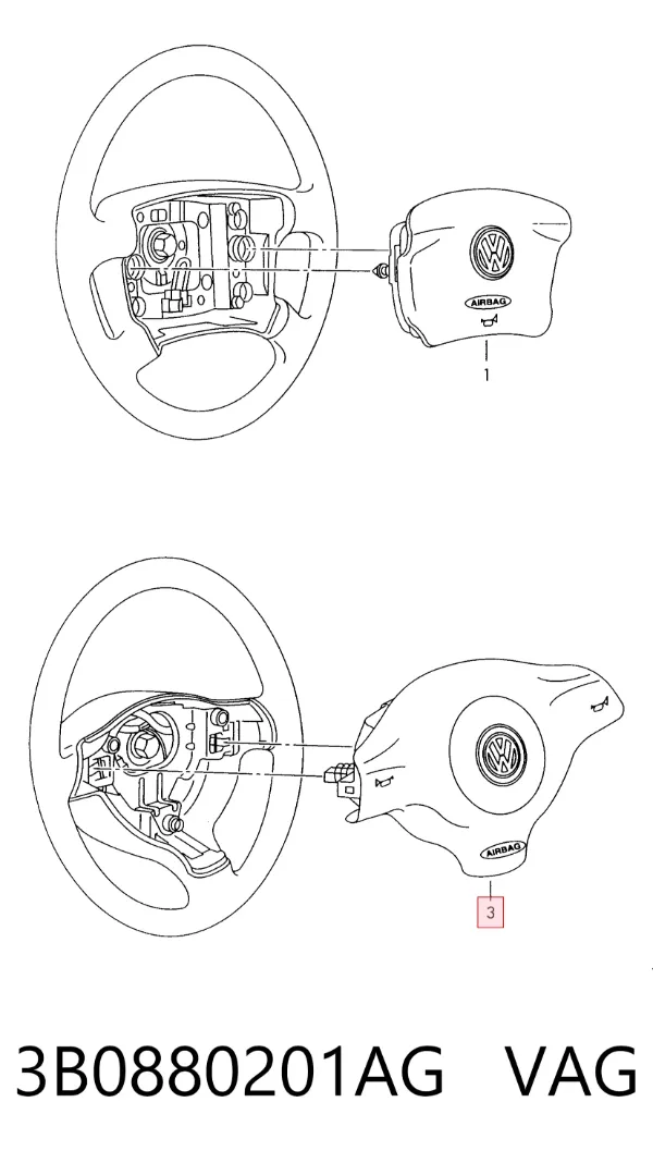 Poduszka powietrzna (Airbag) kierowcy 3B0880201AG VAG