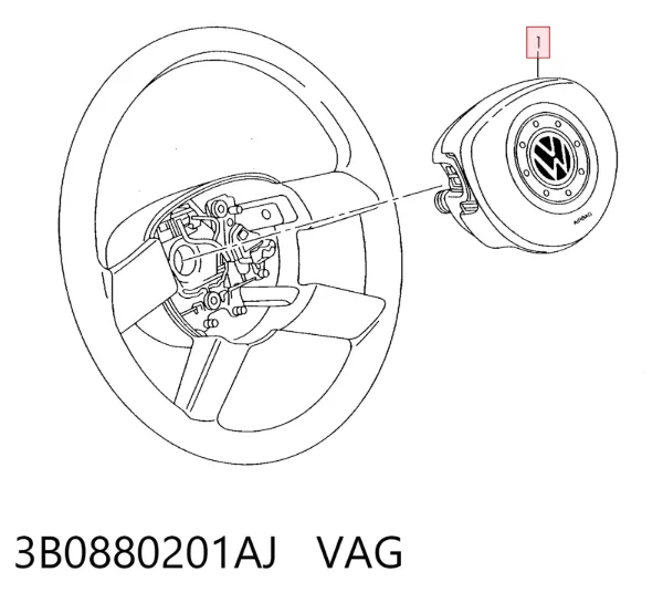 Poduszka powietrzna (Airbag) kierowcy 3B0880201AJ VAG
